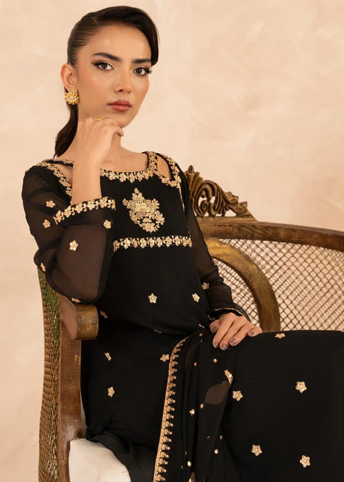 Irum Luxury Chiffon Pret embroidered 3 piece traditional A-Line Style suit with sequence work Duppatta - stylish outfit