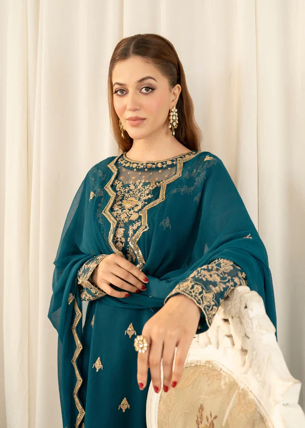 Laila luxury chiffon Embroidered womenswear 3 piece ready to wear suit