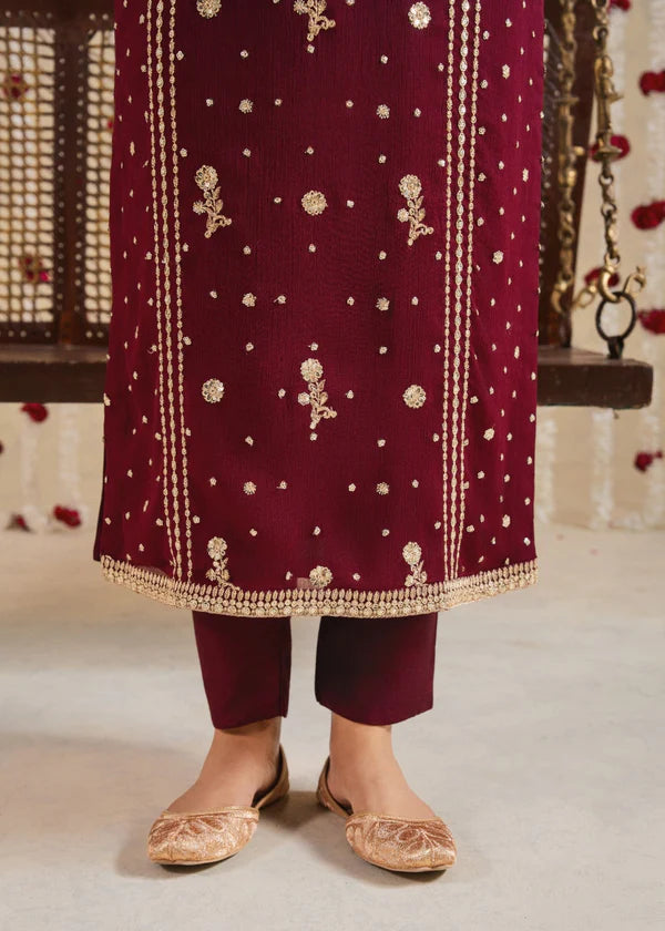 Kiran luxury chiffon Embroidered womenswear 3 piece ready to wear suit (Watch video)