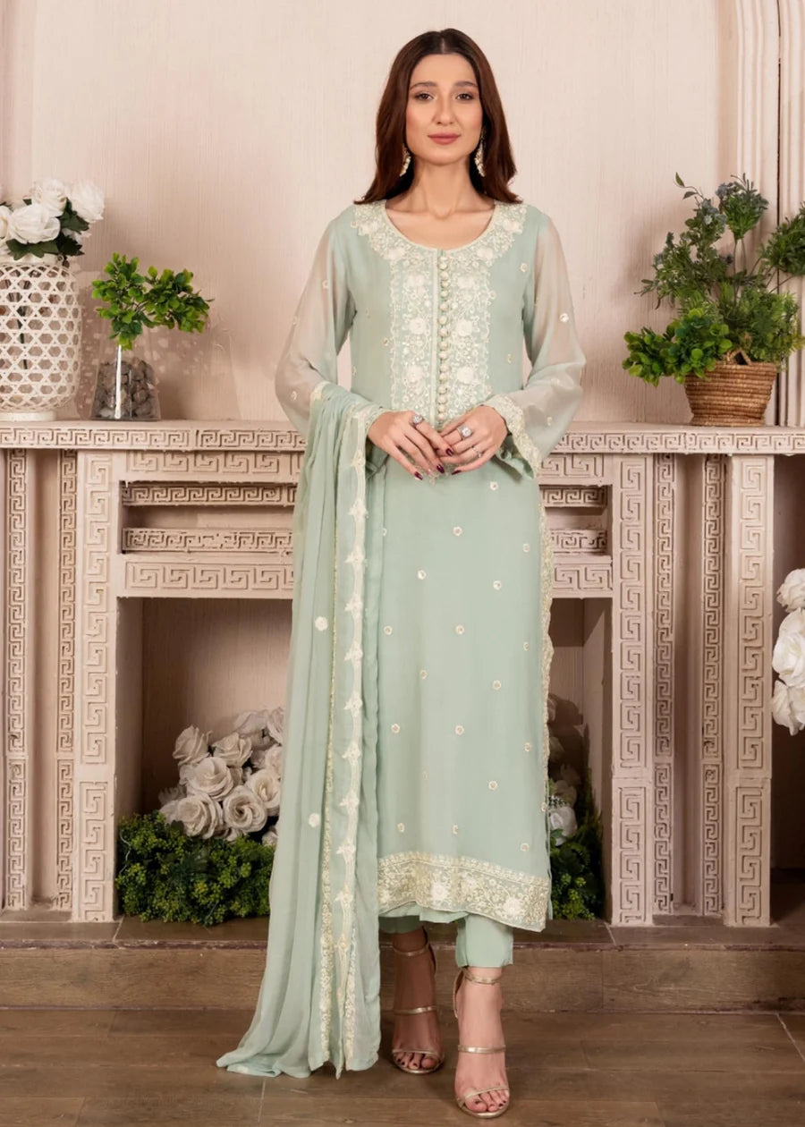 Nida Luxury Chiffon traditional embroidered 3 piece ready to wear suit womenswear