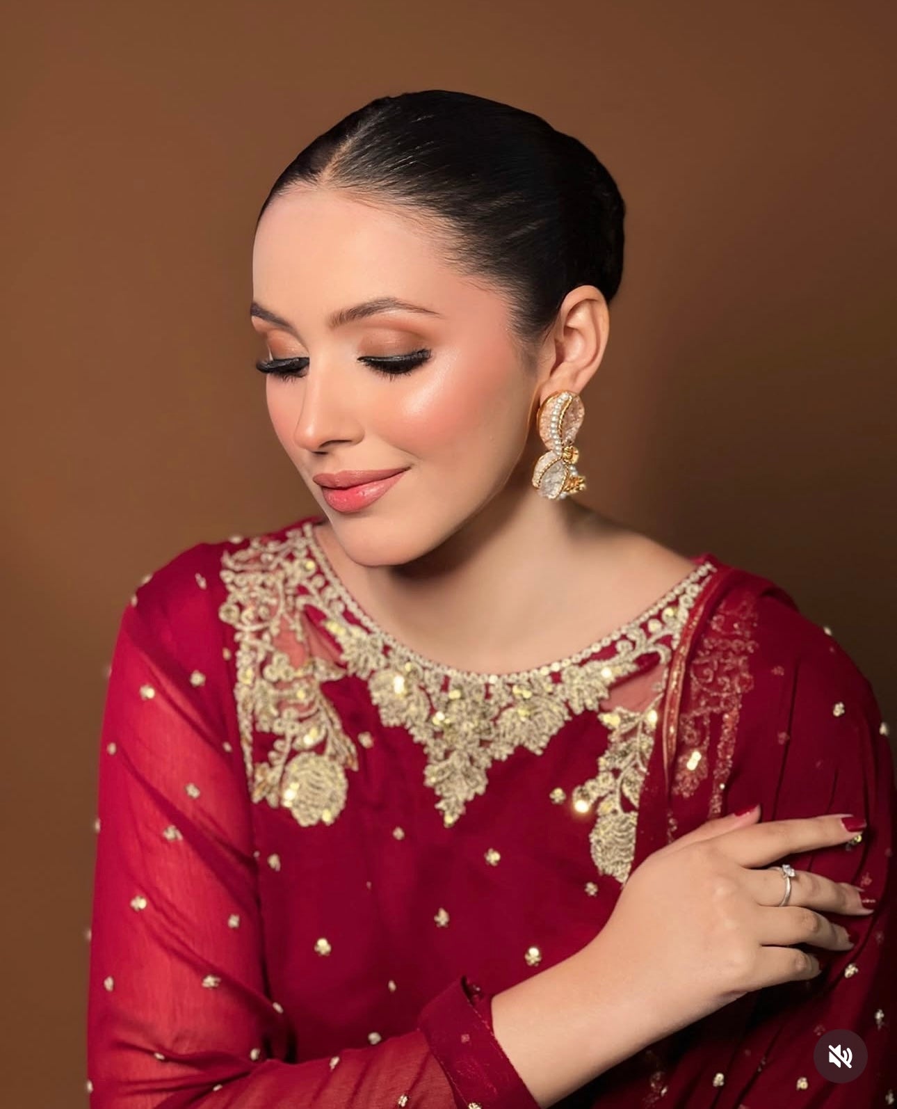 Chantae Slit style chiffon Embroidered womenswear 3 piece ready to wear suit - Mehroon colour