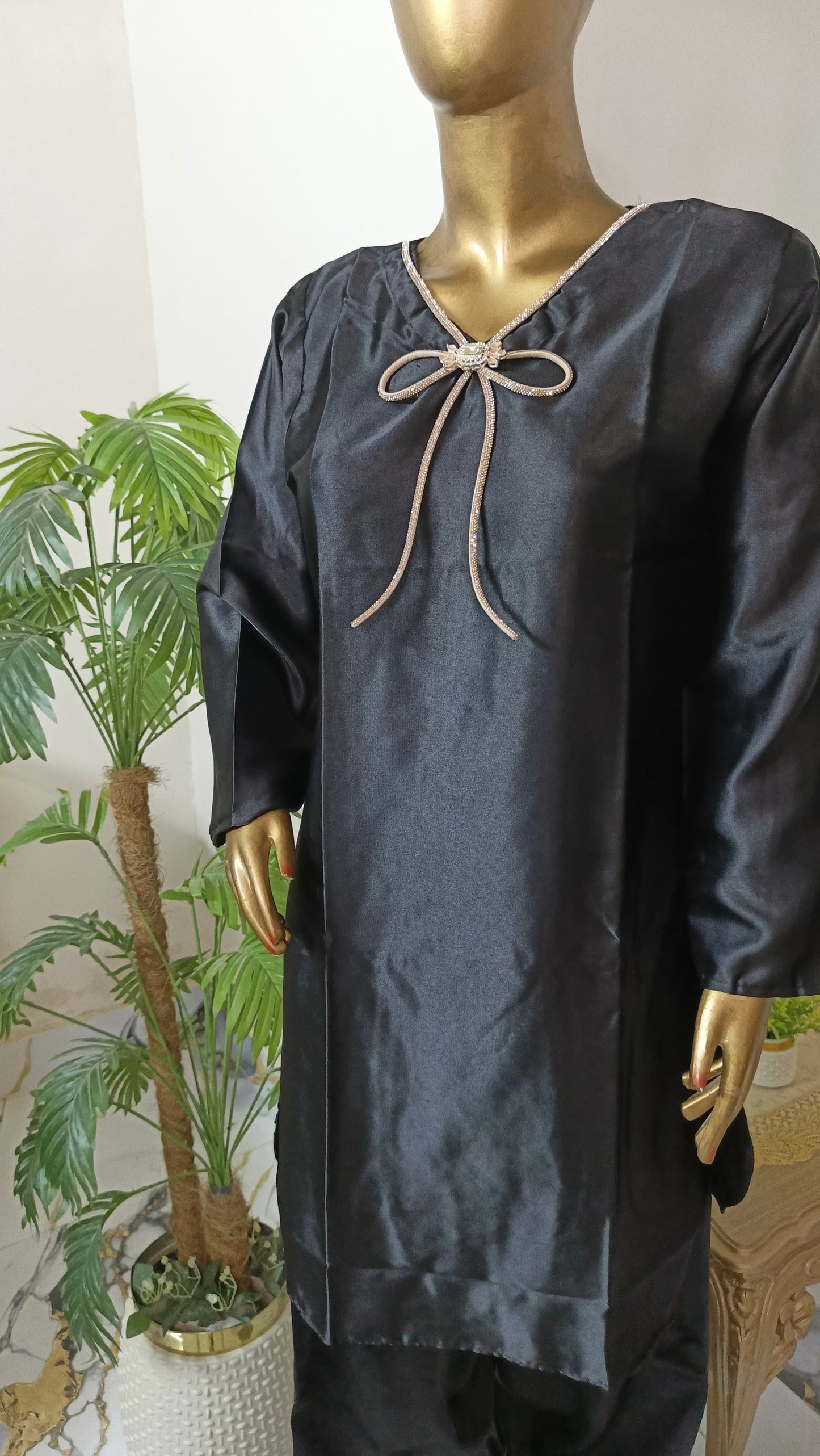 Kalpana 3 piece ready to wear Farshi shalwar silk outfit with Ruffle Duppatta women wear