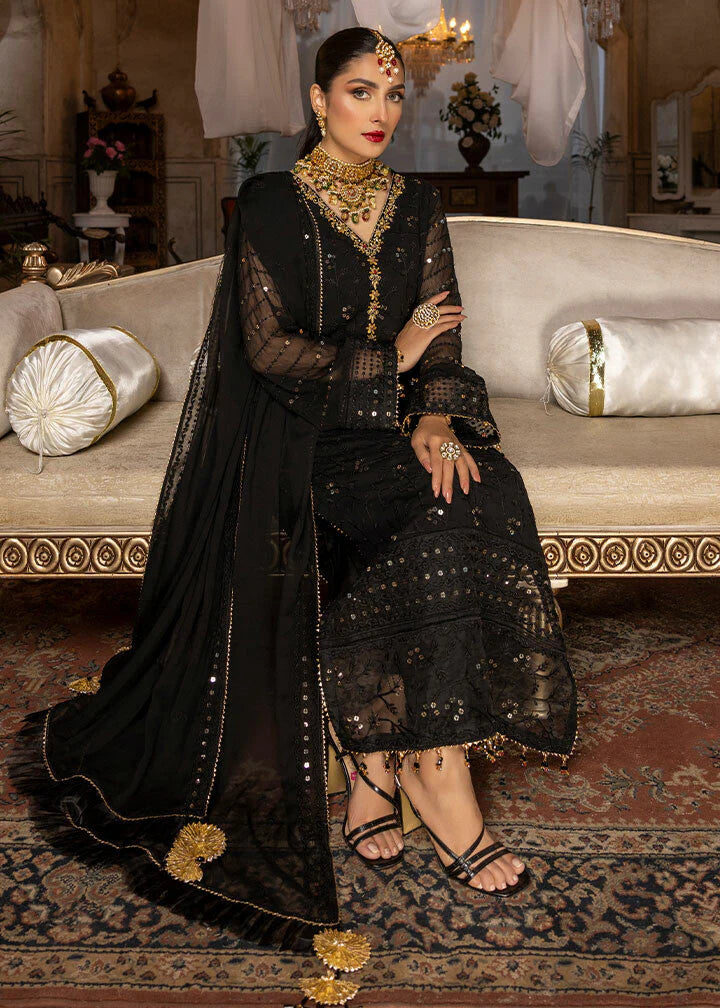 Orchard Black Chiffon Handwork neckline 3 piece ready to wear traditional womenwear suit
