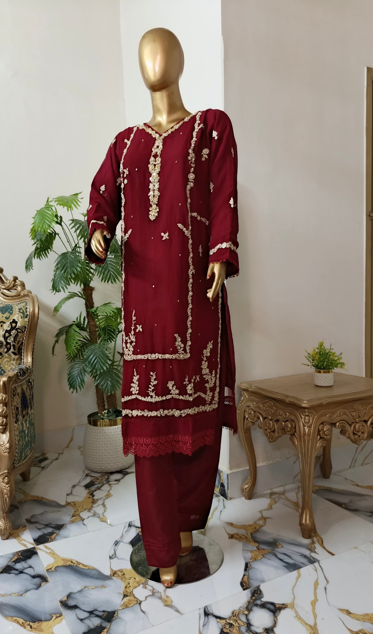 Kajol Chiffon 3 piece ready to wear traditional suit - women wear
