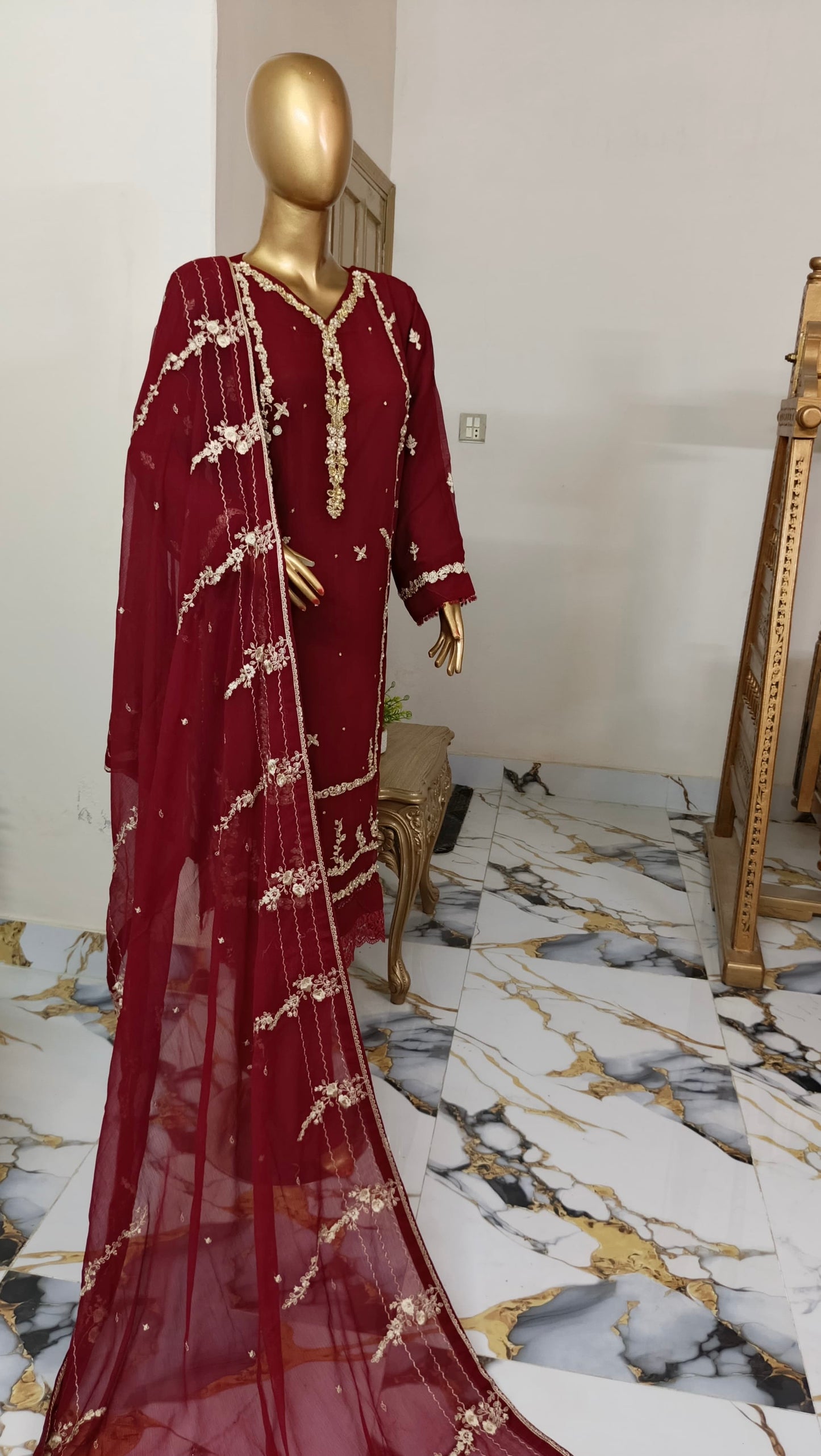 Kajol Chiffon 3 piece ready to wear traditional suit - women wear