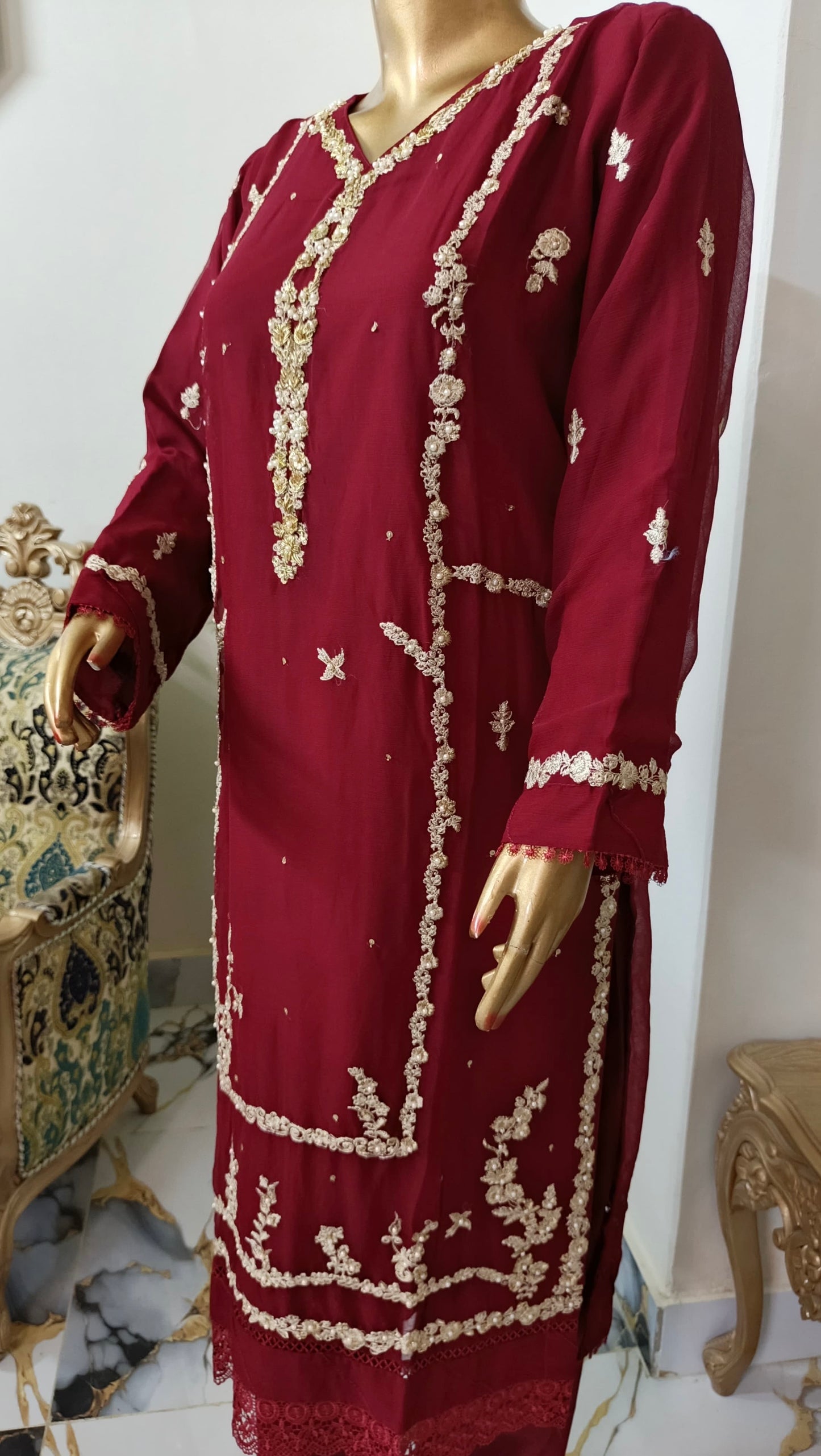 Kajol Chiffon 3 piece ready to wear traditional suit - women wear