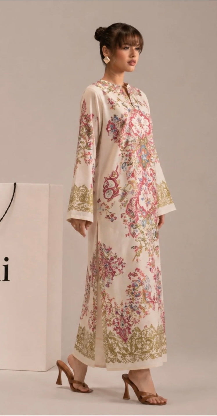 PRL-06 - 1 piece Straight Cut Kaftan printed Poly Lawn loose fitting - Ready to wear summer outfit women wear