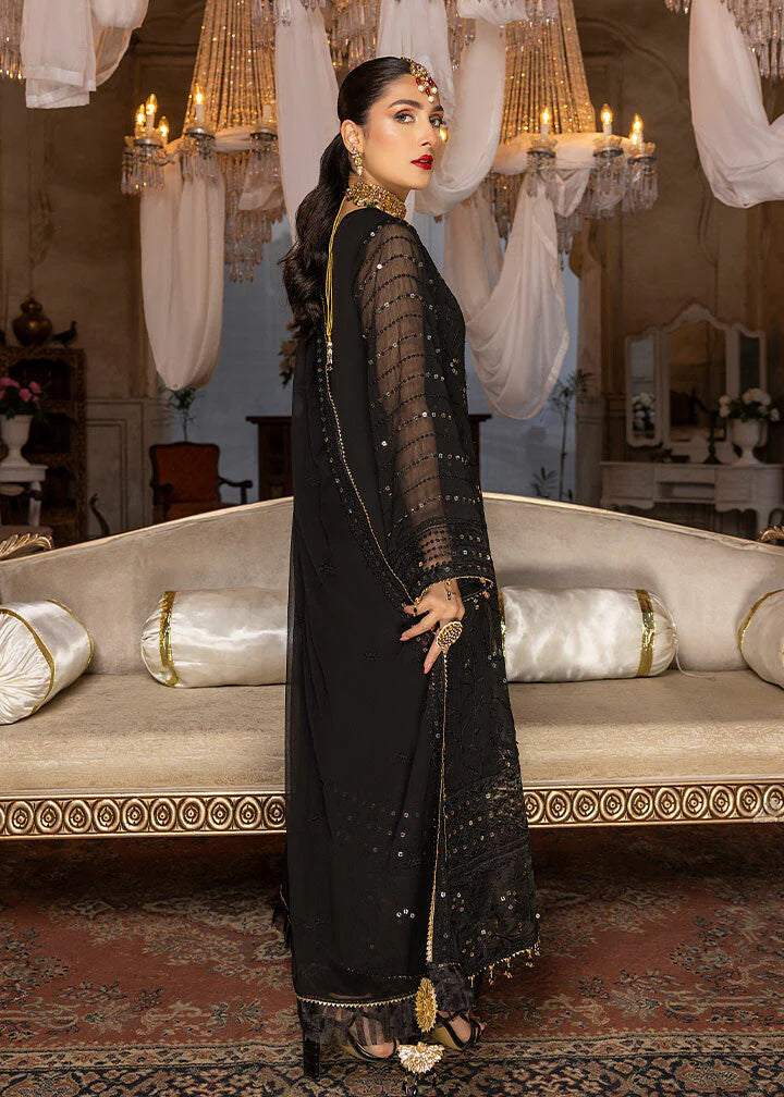 Orchard Black Chiffon Handwork neckline 3 piece ready to wear traditional womenwear suit