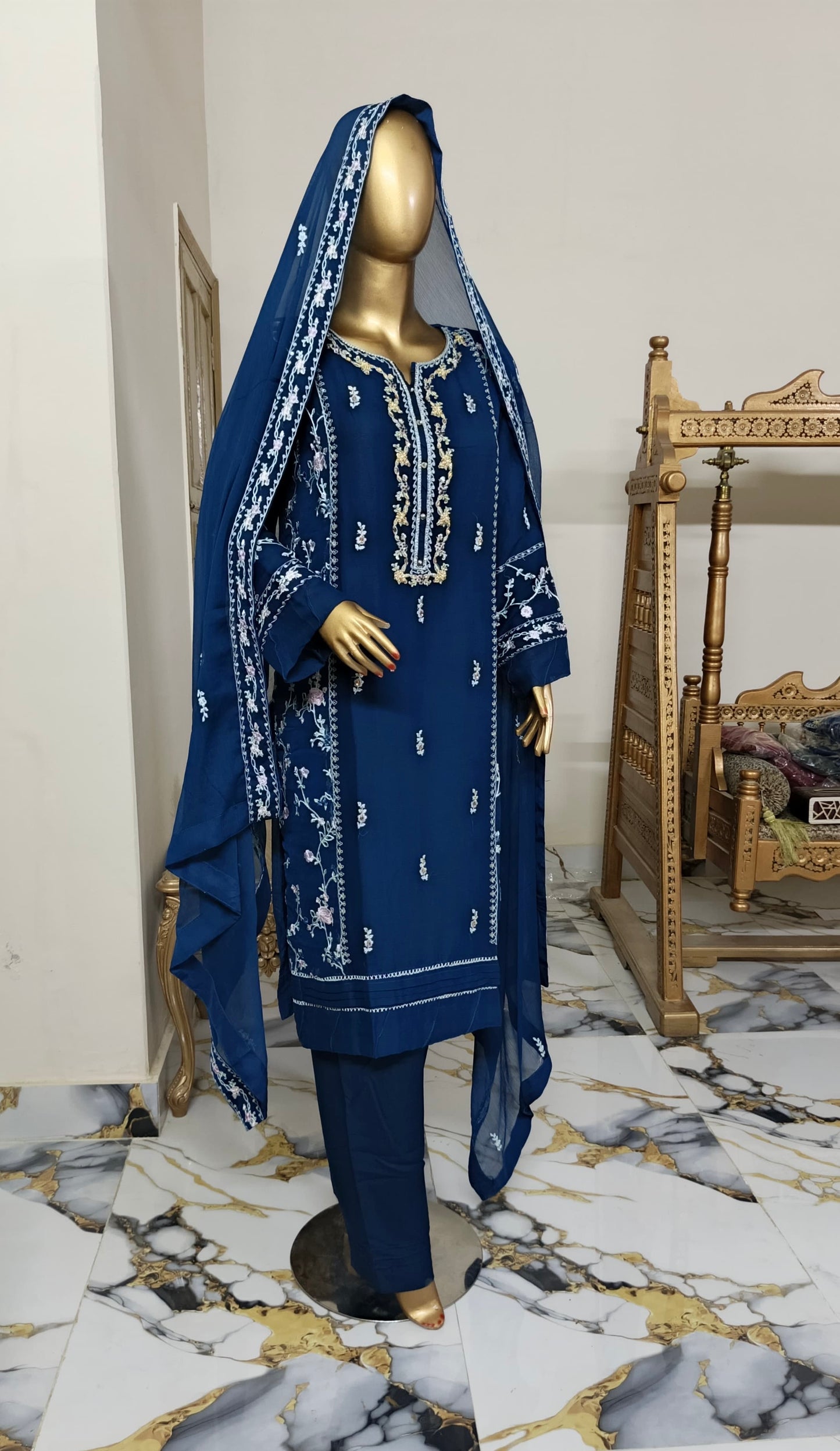 Cathryn Chiffon 3 piece ready to wear traditional suit - women wear
