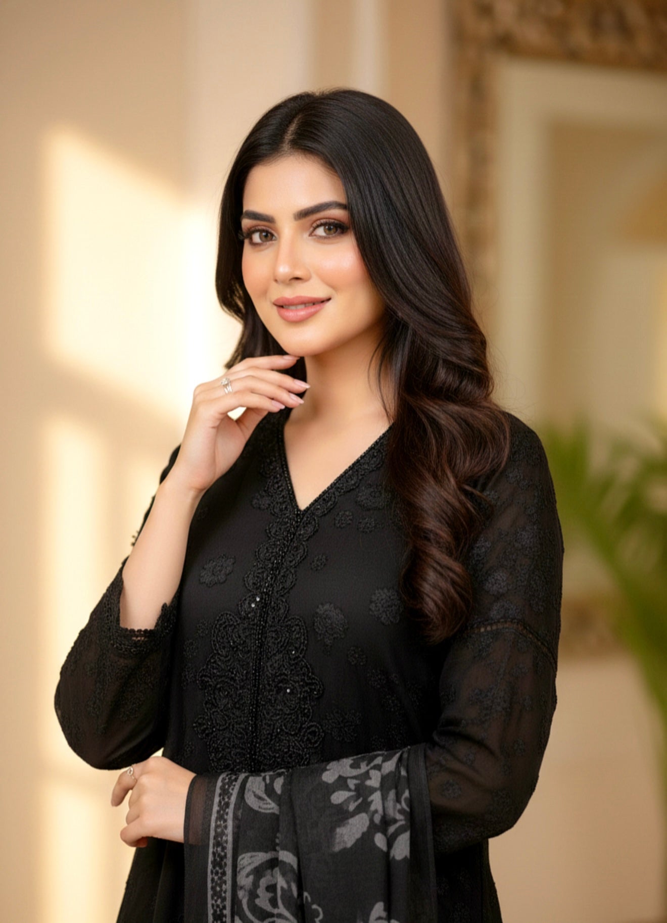 Kawal Luxury classy Chiffon 3 piece ready to wear High-Low Short Frock traditional embroidered asian stylish womenswear outfit
