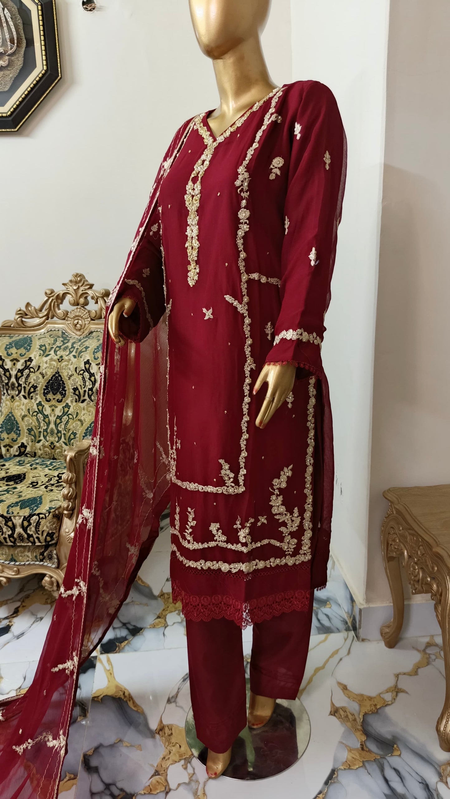 Kajol Chiffon 3 piece ready to wear traditional suit - women wear