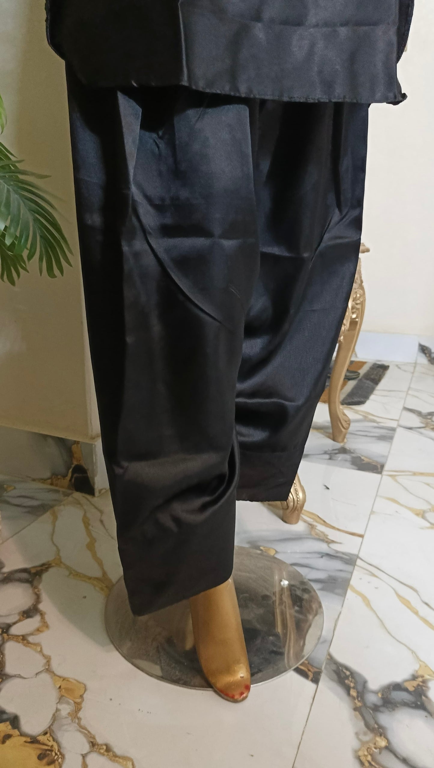 Kalpana 3 piece ready to wear Farshi shalwar silk outfit with Ruffle Duppatta women wear