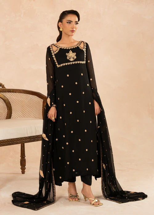 Irum Luxury Chiffon Pret embroidered 3 piece traditional A-Line Style suit with sequence work Duppatta - stylish outfit