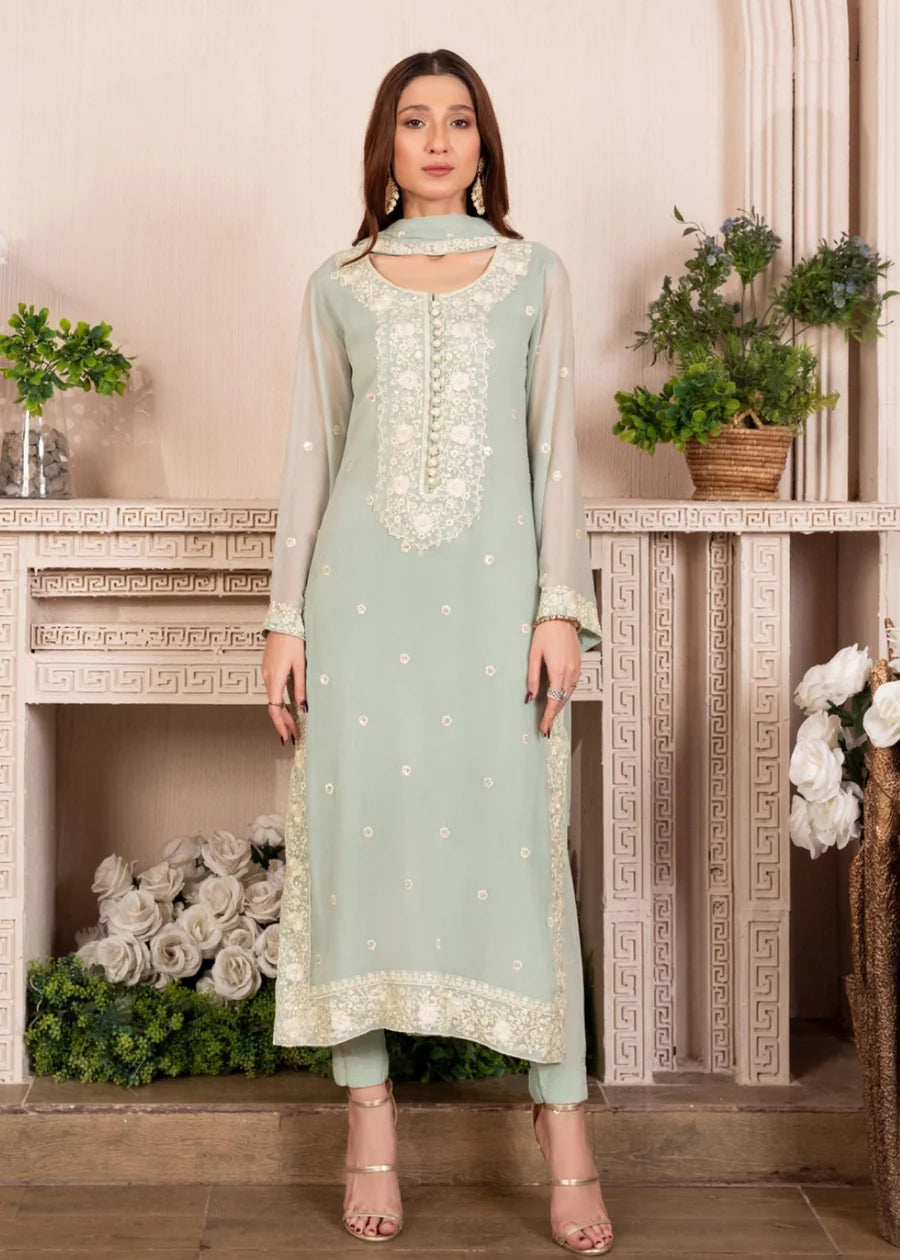 Nida Luxury Chiffon traditional embroidered 3 piece ready to wear suit womenswear