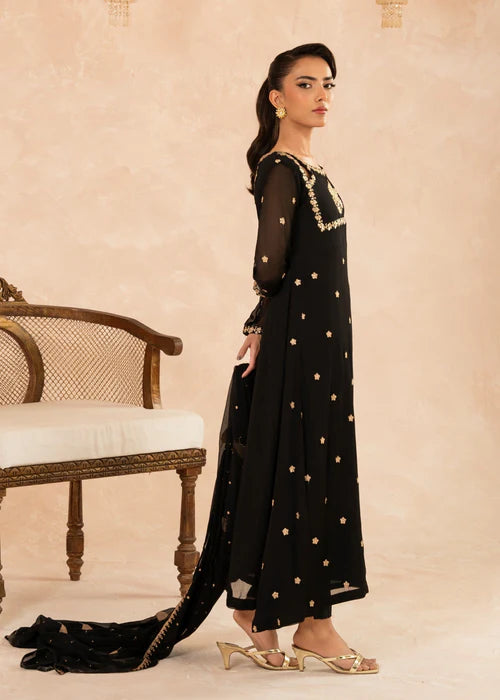 Irum Luxury Chiffon Pret embroidered 3 piece traditional A-Line Style suit with sequence work Duppatta - stylish outfit