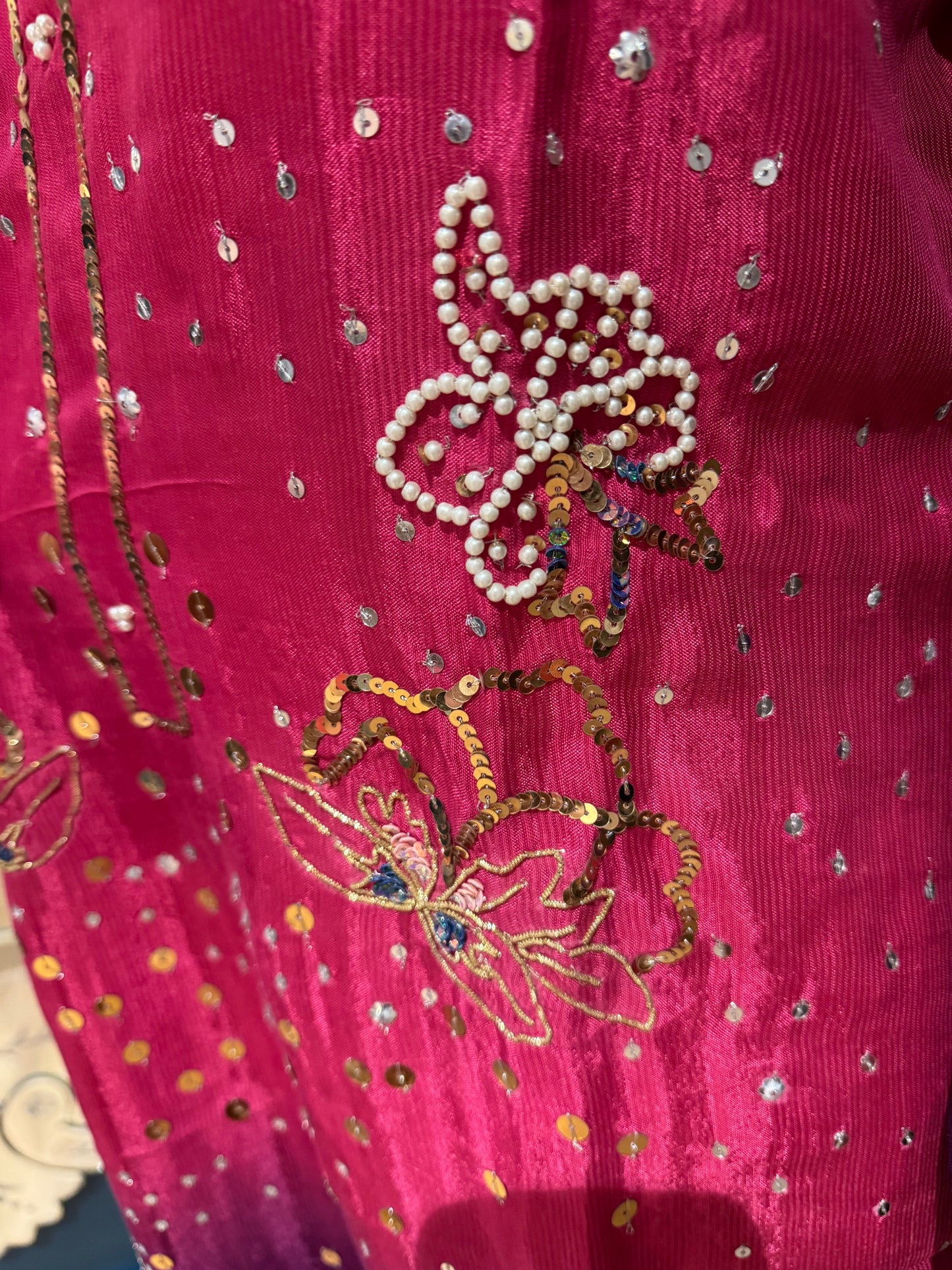 Pinky Silk 3 piece ready to wear double shade traditional handwork stylish womenswear outfit