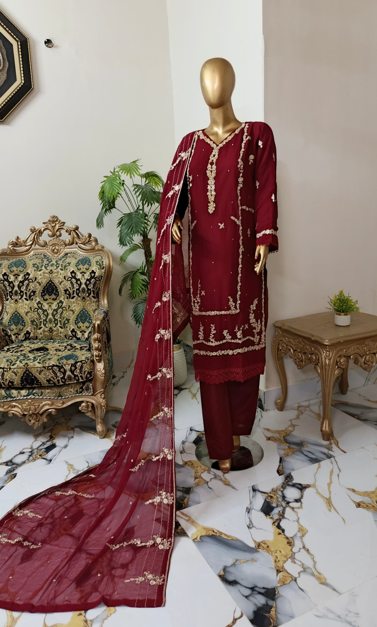 Kajol Chiffon 3 piece ready to wear traditional suit - women wear