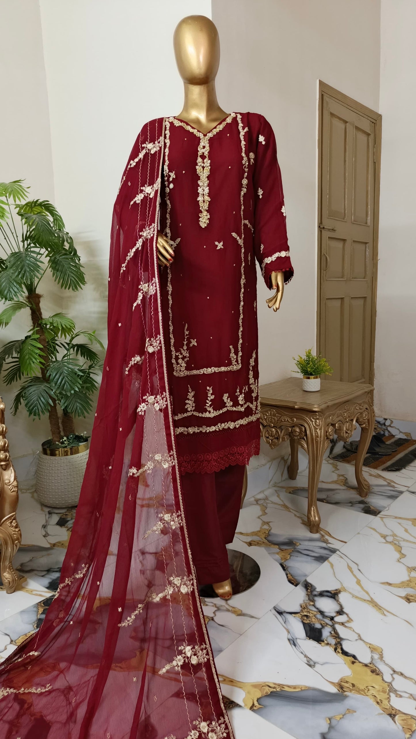 Kajol Chiffon 3 piece ready to wear traditional suit - women wear
