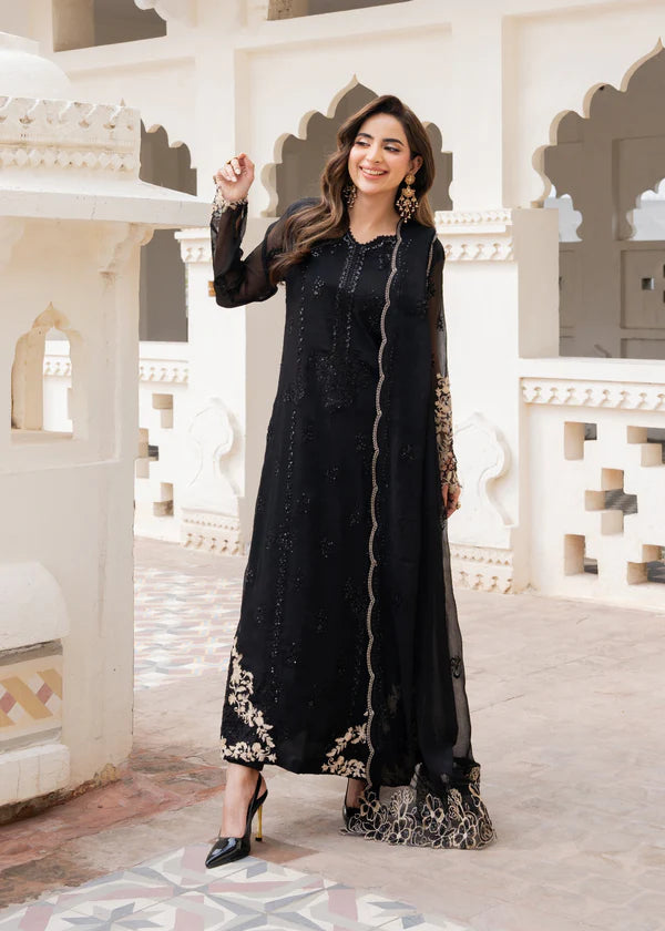 MAHAM Luxury classy style Chiffon 3 piece ready to wear traditional embroidered asian suit stylish womenswear outfit - SHIRT LENGHT 45”-47”  (Watch video)