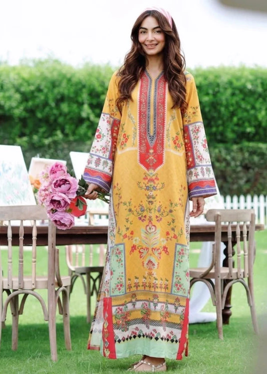 PRL12 - 1 piece Straight Cut Kaftan printed Poly Lawn loose fitting - Ready to wear summer outfit women wear