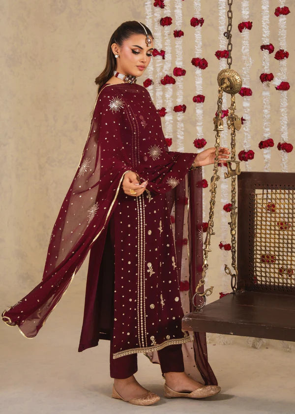 Kiran luxury chiffon Embroidered womenswear 3 piece ready to wear suit (Watch video)