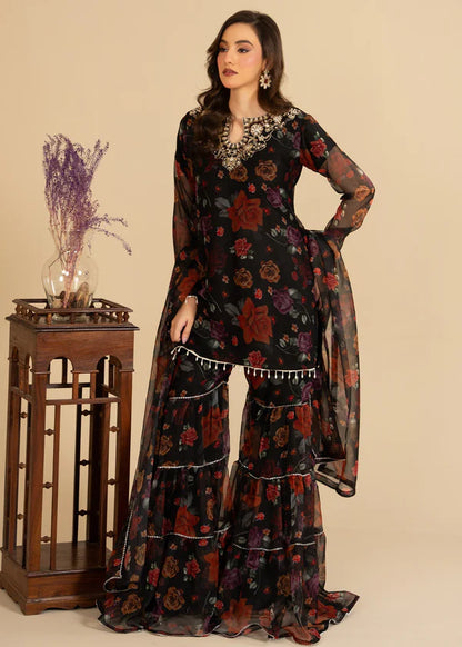 Kajol luxury chiffon Embroidered Flared Gharara womenswear 3 piece ready to wear suit