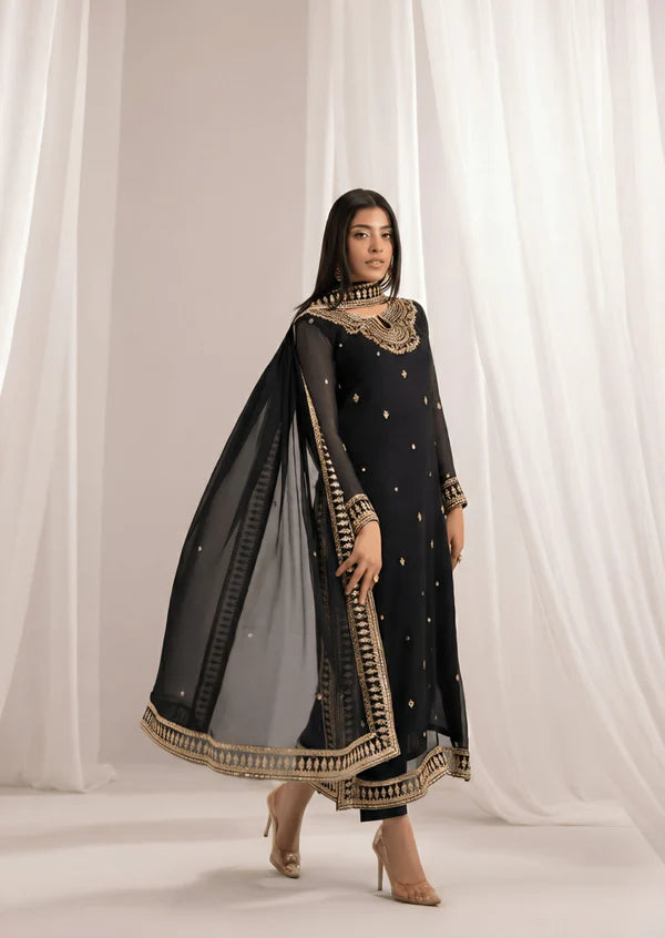 NABIHA Luxury classy style Chiffon 3 piece ready to wear traditional embroidered asian suit stylish womenswear outfit