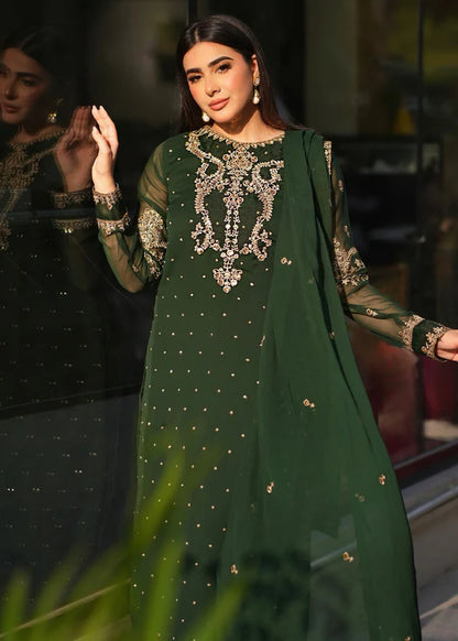 SABEEN luxury chiffon Embroidered womenswear 3 piece ready to wear suit (Watch video)