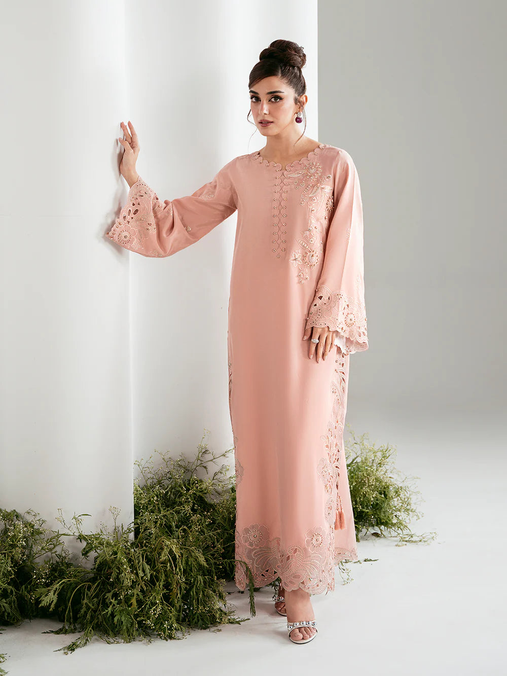 AZURE Luxury classy stylish Silk Kaftan outfit ready to wear modern embroidered asian stylish womenswear outfit