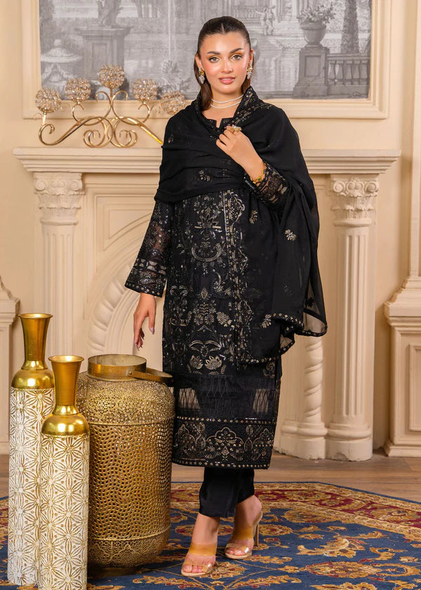 IQRA Luxury classy Black Chiffon 3 piece ready to wear traditional embroidered asian stylish womenswear outfit