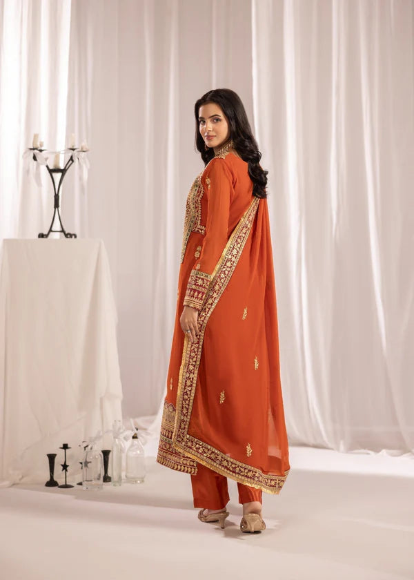 SAHILA Luxury classy style Chiffon 3 piece ready to wear traditional embroidered asian suit stylish womenswear outfit