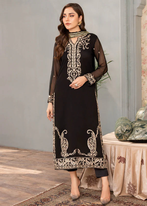 IZEL - 3 piece ready to wear traditional embroidered Chiffon suit
