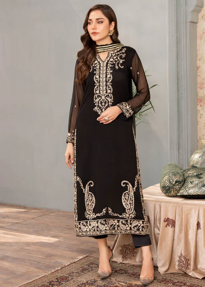 IZEL - 3 piece ready to wear traditional embroidered Chiffon suit