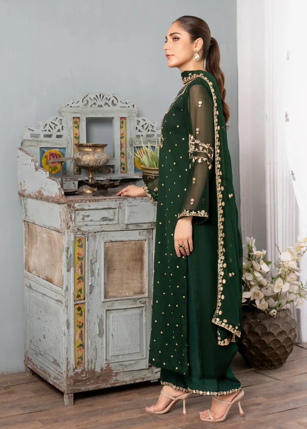 SABEEN luxury chiffon Embroidered womenswear 3 piece ready to wear suit (Watch video)