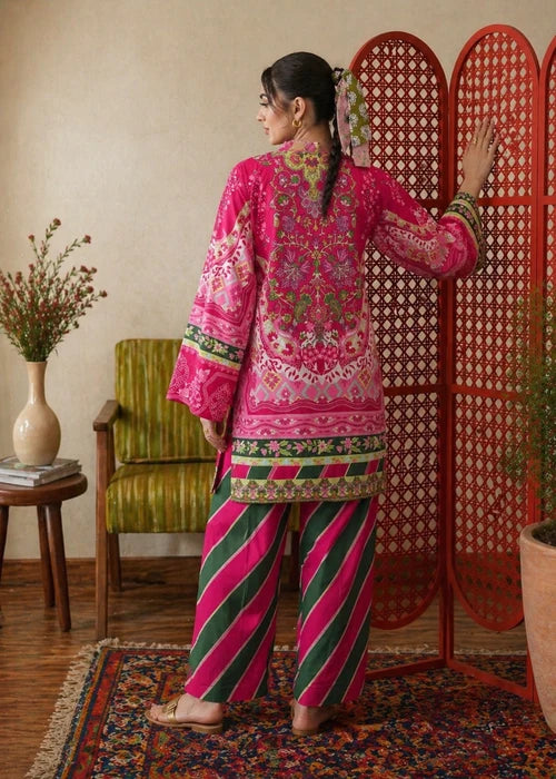 NIMIPRET Luxury Shocking Pink Sublimation Printed Poly Lawn Straight Cut Kurta Suit Ready to Wear Pakistani Women's Daily Wear Outfit