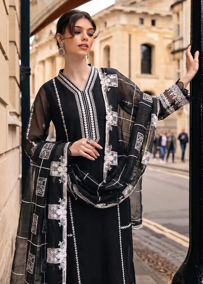 ALYSSA Luxury Black Embroidered Bemberg Crinkle Chiffon Long Kurta Suit Ready to Wear Pakistani Festive Party Wear Women's Outfit