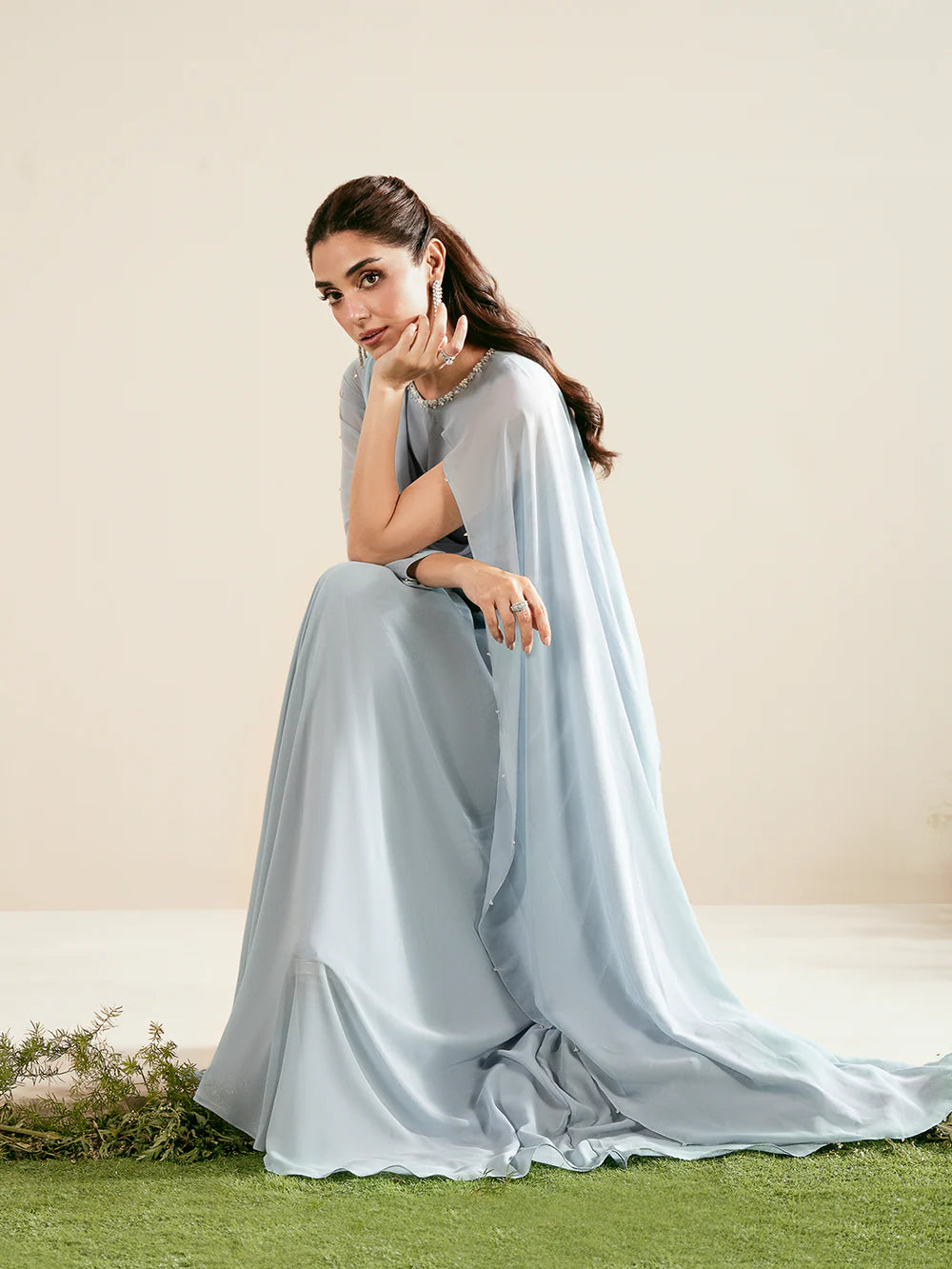 Whisper Luxury classy style Chiffon Maxi ready to wear modern embroidered asian stylish womenswear outfit