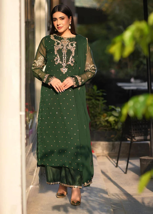 SABEEN luxury chiffon Embroidered womenswear 3 piece ready to wear suit (Watch video)