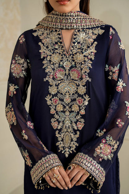 Robina Luxury Blue classy Chiffon Heavy embroidered Neckline 3 piece ready to wear traditional embroidered asian stylish womenswear outfit - Watch video