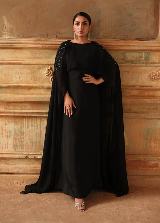 HUMA Luxury classy style Chiffon Flared Maxi with cape 2 piece ready to wear traditional embroidered asian stylish womenswear outfit