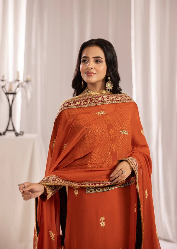 SAHILA Luxury classy style Chiffon 3 piece ready to wear traditional embroidered asian suit stylish womenswear outfit