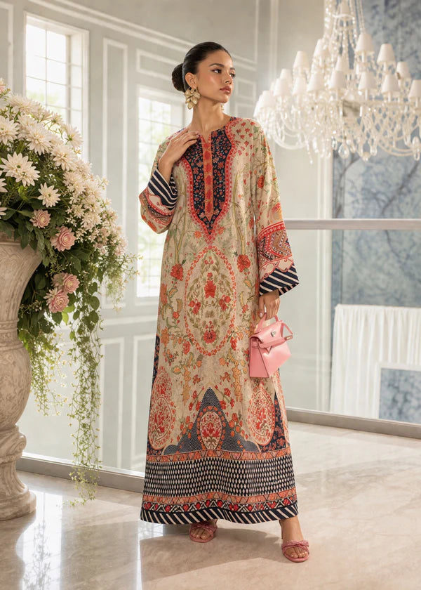PRL-03- 1 piece Straight Cut Kaftan printed Poly Lawn loose fitting - Ready to wear summer outfit women wear