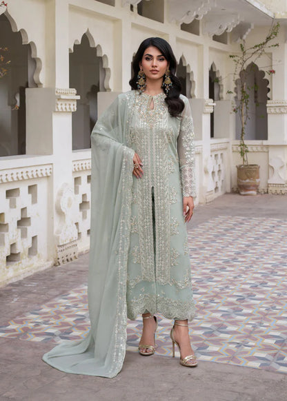 ZAHRA Luxury classy Slit style Chiffon 3 piece ready to wear traditional embroidered asian suit stylish womenswear outfit (Watch video) SHIRT LENGTH 47”-48”