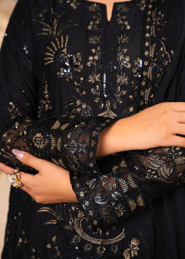 IQRA Luxury classy Black Chiffon 3 piece ready to wear traditional embroidered asian stylish womenswear outfit