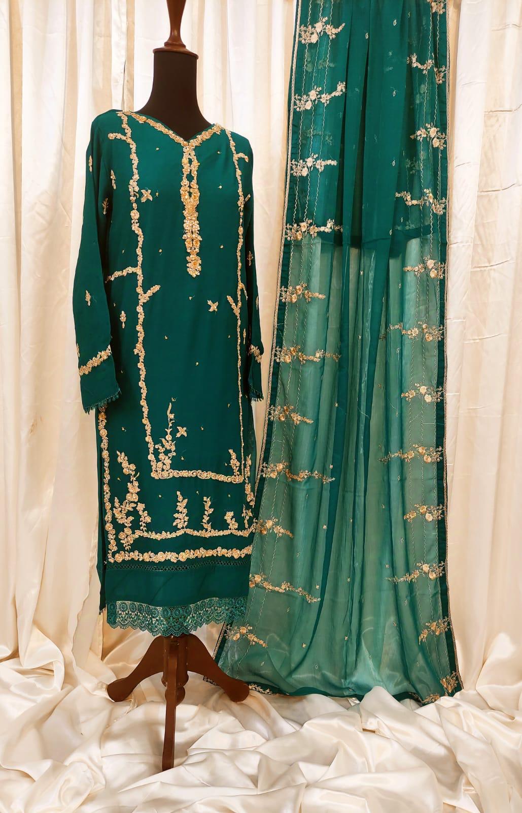 Naz Luxury Chiffon 3 piece ready to wear traditional suit