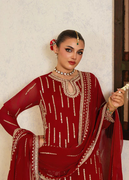 DULRUBA luxury chiffon Embroidered womenswear 3 piece ready to wear suit (Watch video)