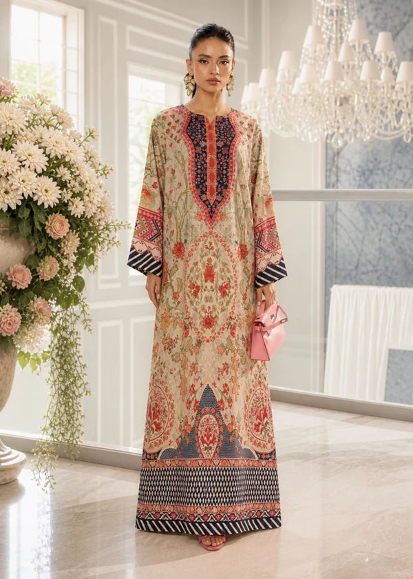 PRL-03- 1 piece Straight Cut Kaftan printed Poly Lawn loose fitting - Ready to wear summer outfit women wear