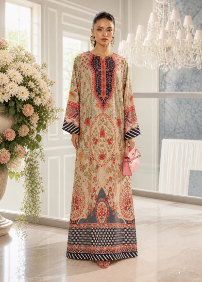PRL-03- 1 piece Straight Cut Kaftan printed Poly Lawn loose fitting - Ready to wear summer outfit women wear