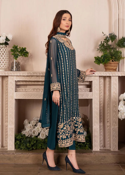 LIVA Luxury classy style Chiffon 3 piece ready to wear traditional embroidered asian suit stylish womenswear outfit