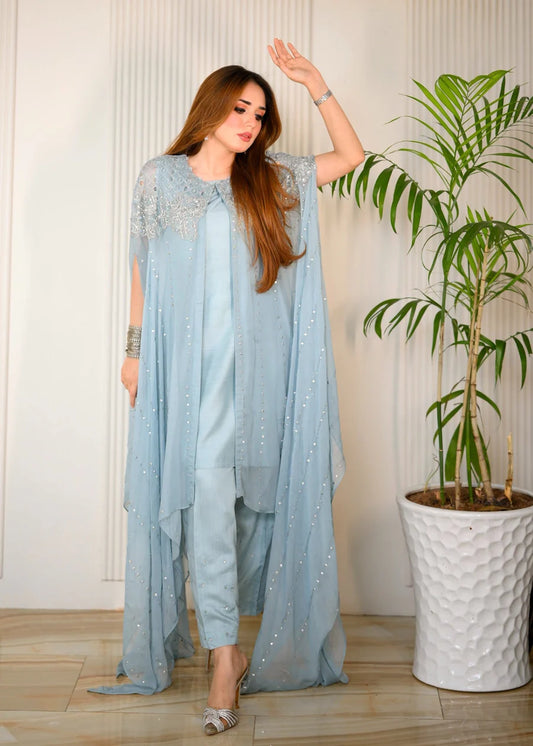 Lilly Hand Embellished Chiffon Cape style womenwear - Ready to wear